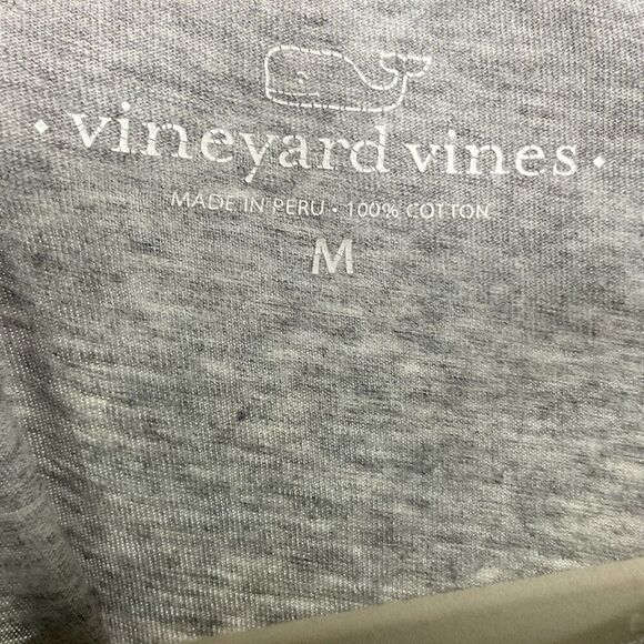 Vineyard Vines Mens Long Sleeve Gray T-Shirt W/American Flag Whale Design Medium - Picture 5 of 8